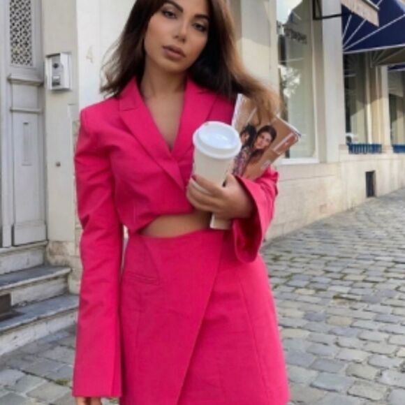 NWT Zara Cut out blazer dress pink size Small Bloggers Favorite - Picture 10 of 14